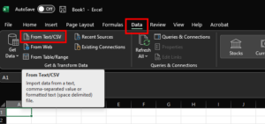 Excel import Data from Text or CSV