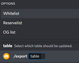 Discord wallet collection bot export options